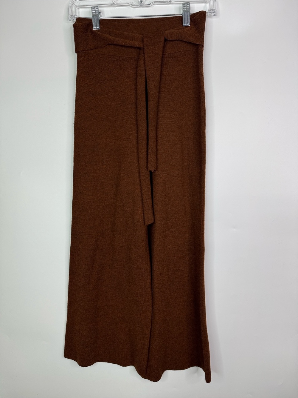 Anthropologie Linette Cropped Knit Wide Leg Brown Merino Wool Pants XS